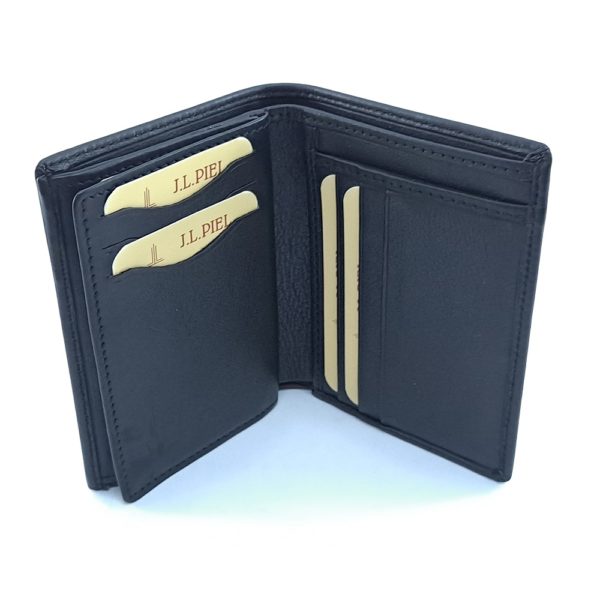 Cartera Triptico Piel Negro