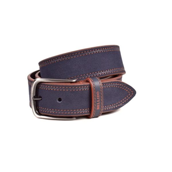 595_azul Cinturon piel