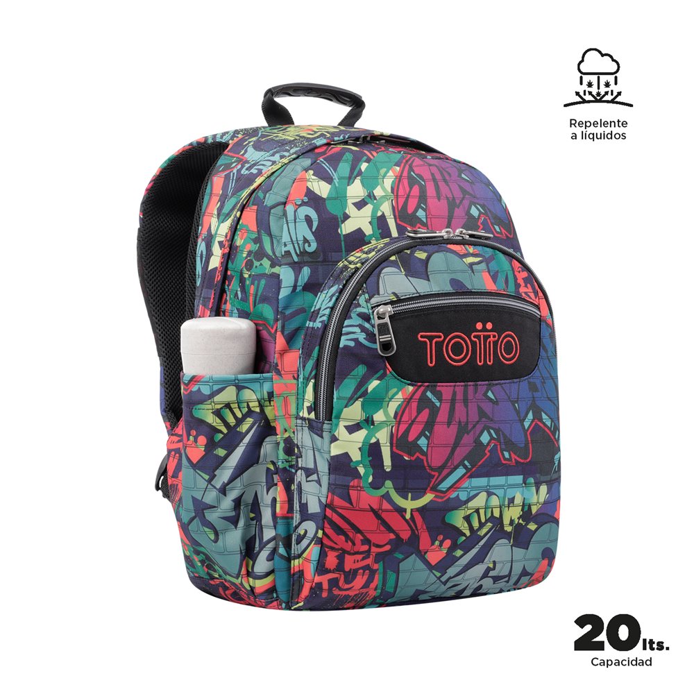 Mochila Escolar Acuareles Totto Grafitti – Bolsos Rosado